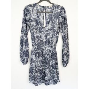 Show Me Your Mumu Rainey Dress Paisley Floral Festival Boho Blue White Size S